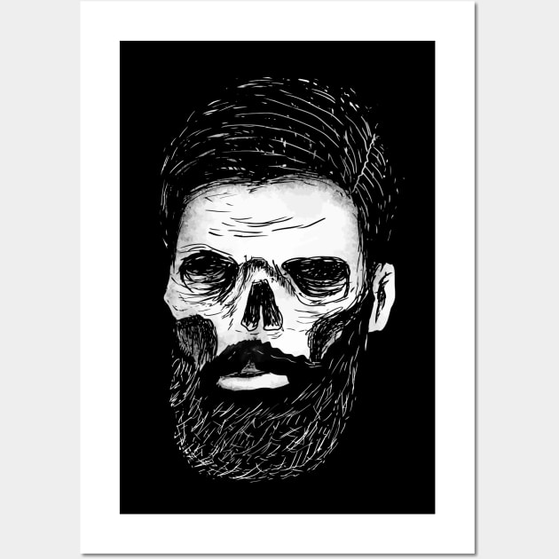 Skull with beard Wall Art by DeathAnarchy